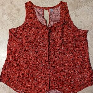 Old Navy Red Floral Sleeveless Blouse